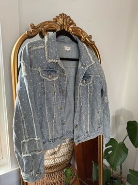 POL Light Blue Star-Print Denim Jacket